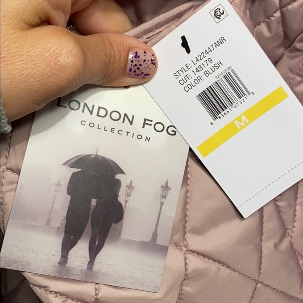 London Fog Missy Quilted Belted Jacket Blush - Picture 8 of 11